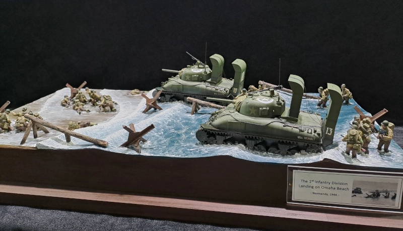 M4A3 Sherman tanks with snorkels at Omaha Beach, Normandy, 1944