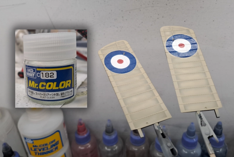 Flat Clear varnish applied (decal on left wing)