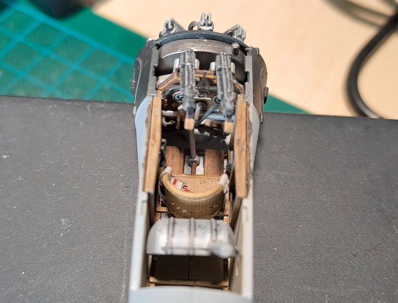 Gebouwde fusilage interieur bovenaf gezien