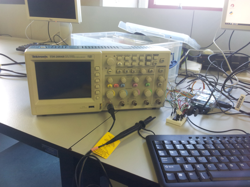 Breadboard with components front view
